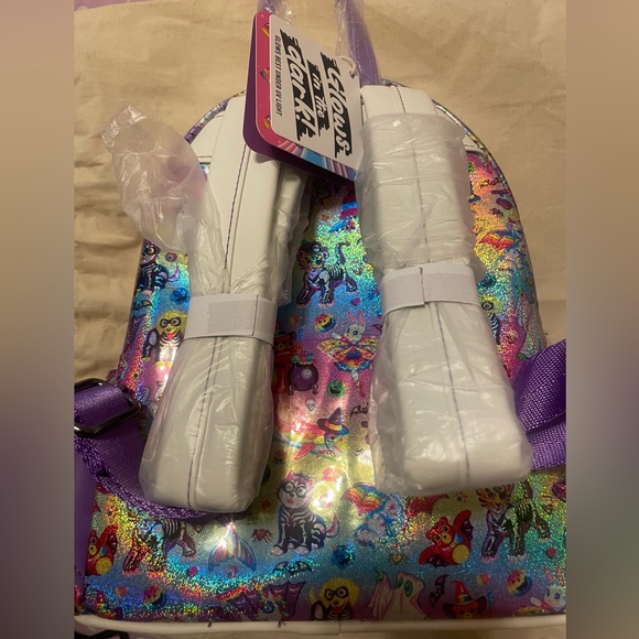 Loungefly Lisa Frank Stickers Halloween Backpack Iridescent Bag Purse NWT FIRM - Picture 4 of 6